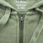L.L.Bean ジップパーカー XL カーキ グリーン SLIGHTLY FITTED フロントポケット 501147