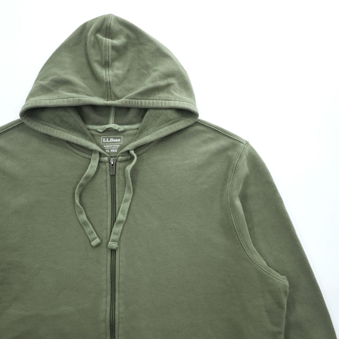 L.L.Bean ジップパーカー XL カーキ グリーン SLIGHTLY FITTED フロントポケット 501147
