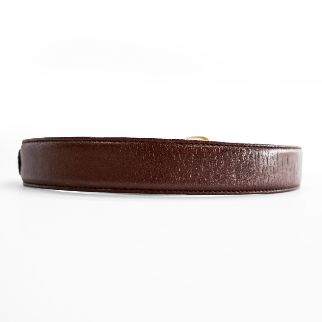 Salvatore Ferragamo Gancini Brown Leather Belt Gold-Tone Hardware Made in Italy 5626