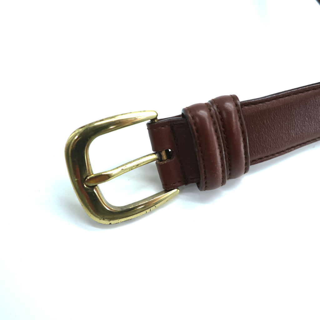 Salvatore Ferragamo Gancini Brown Leather Belt Gold-Tone Hardware Made in Italy 5626