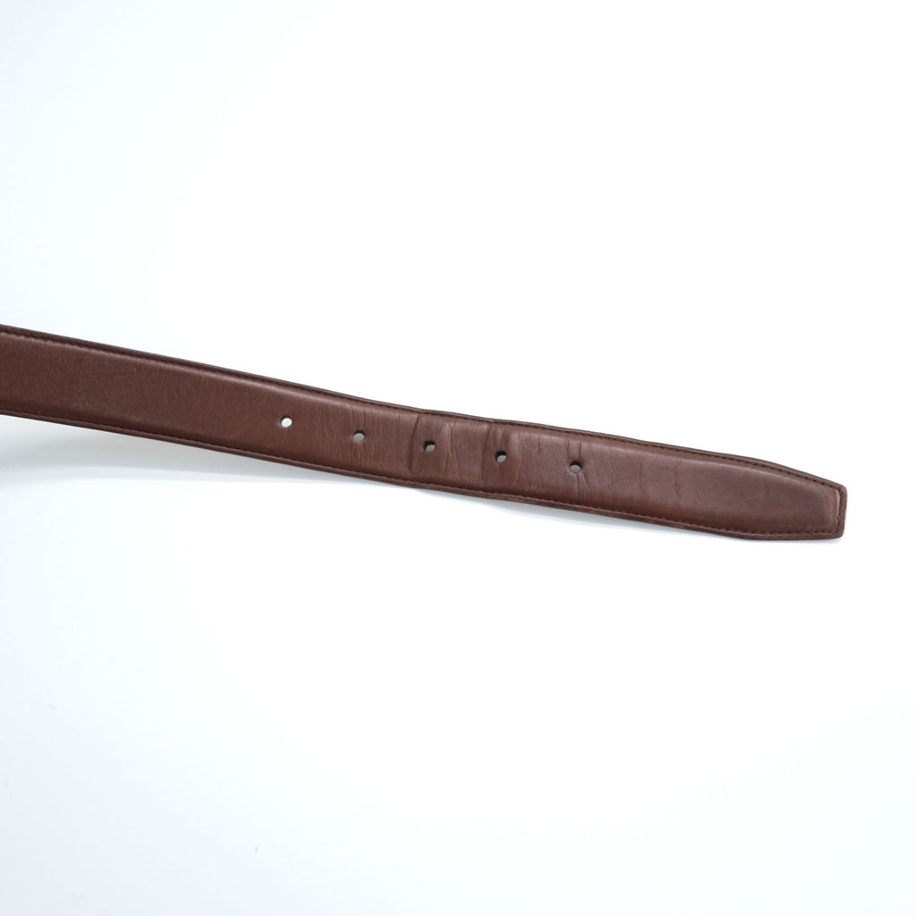 Salvatore Ferragamo Gancini Brown Leather Belt Gold-Tone Hardware Made in Italy 5626
