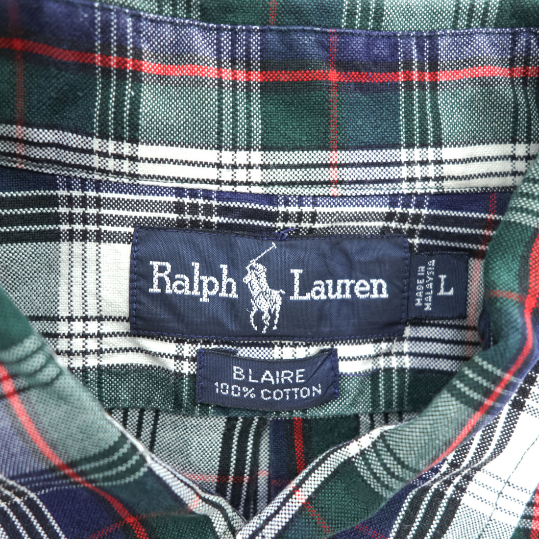 Ralph Lauren 90年代 ヴィンテージ 長袖 チェックシャツ BLAIRE L ネイビー ボタンダウン 胸ポケット スモールポニー ロゴ 刺繍