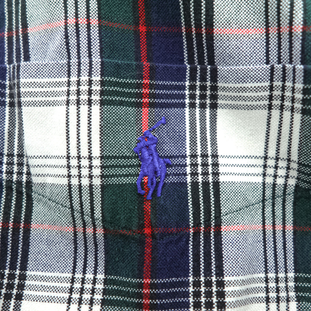 Ralph Lauren 90年代 ヴィンテージ 長袖 チェックシャツ BLAIRE L ネイビー ボタンダウン 胸ポケット スモールポニー ロゴ 刺繍