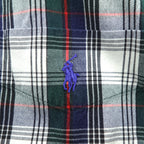 Ralph Lauren 90年代 ヴィンテージ 長袖 チェックシャツ BLAIRE L ネイビー ボタンダウン 胸ポケット スモールポニー ロゴ 刺繍