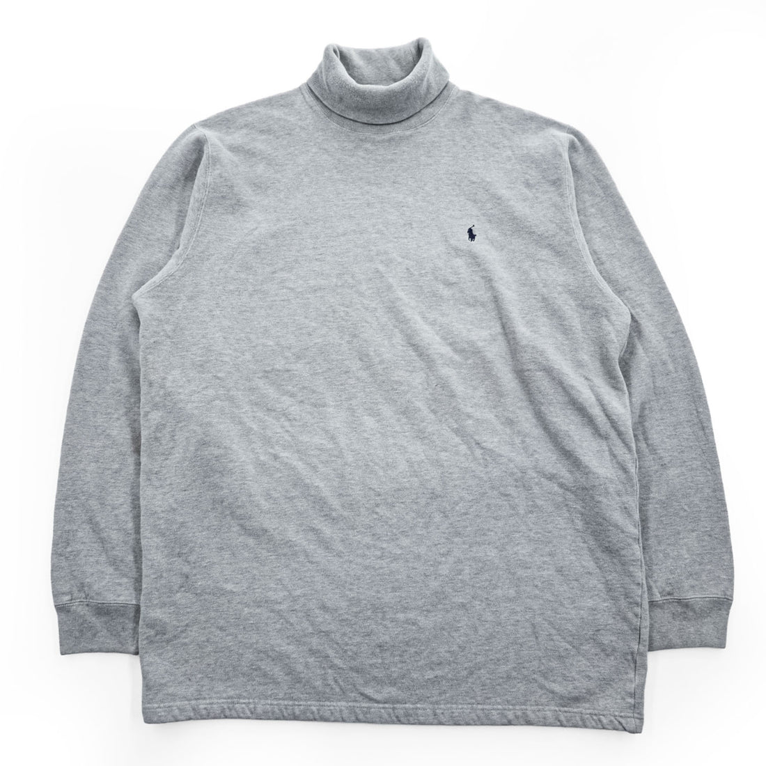 Polo Ralph Lauren 90年代 ヴィンテージ 鹿の子 タートルネック スウェット トレーナー XL グレー 裏起毛 スモールポニー ロゴ 刺繍