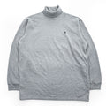 Polo Ralph Lauren 90年代 ヴィンテージ 鹿の子 タートルネック スウェット トレーナー XL グレー 裏起毛 スモールポニー ロゴ 刺繍