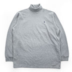 Polo Ralph Lauren 90年代 ヴィンテージ 鹿の子 タートルネック スウェット トレーナー XL グレー 裏起毛 スモールポニー ロゴ 刺繍