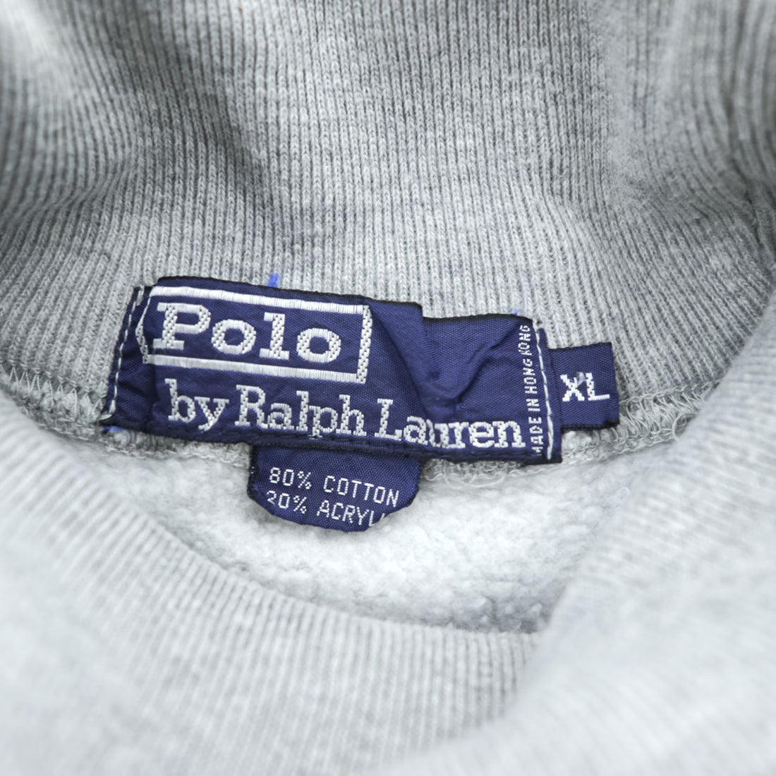 Polo Ralph Lauren 90年代 ヴィンテージ 鹿の子 タートルネック スウェット トレーナー XL グレー 裏起毛 スモールポニー ロゴ 刺繍