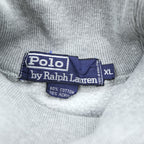 Polo Ralph Lauren 90年代 ヴィンテージ 鹿の子 タートルネック スウェット トレーナー XL グレー 裏起毛 スモールポニー ロゴ 刺繍