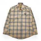 BURBERRY イタリア製 現行タグ 長袖 ボタンダウンシャツ M ベージュ ノバチェック BA-0025-2000 未使用品