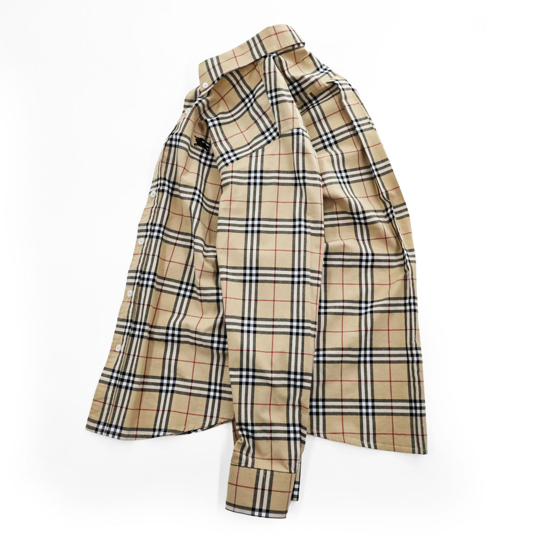 BURBERRY イタリア製 現行タグ 長袖 ボタンダウンシャツ M ベージュ ノバチェック BA-0025-2000 未使用品