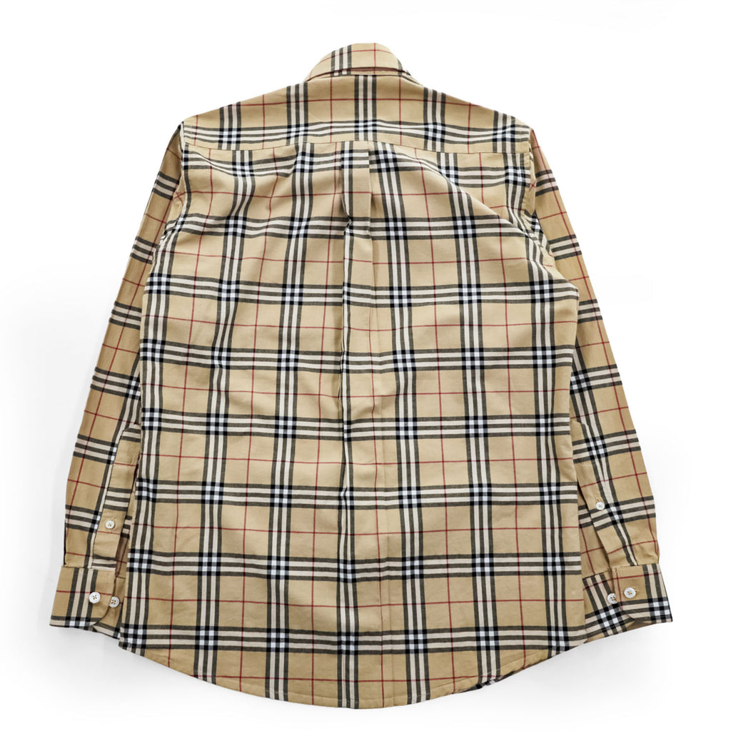 BURBERRY イタリア製 現行タグ 長袖 ボタンダウンシャツ M ベージュ ノバチェック BA-0025-2000 未使用品