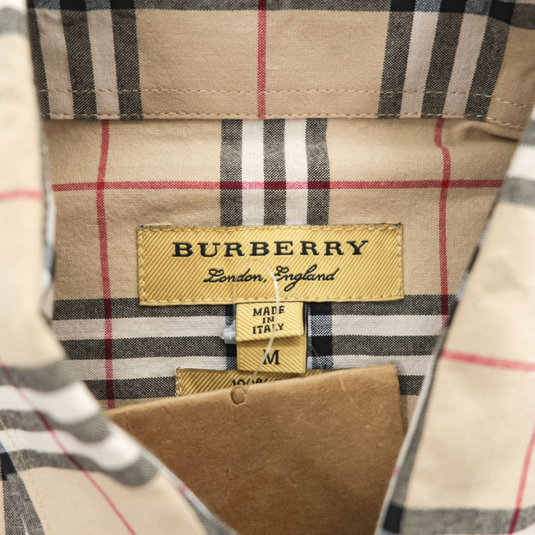 BURBERRY イタリア製 現行タグ 長袖 ボタンダウンシャツ M ベージュ ノバチェック BA-0025-2000 未使用品