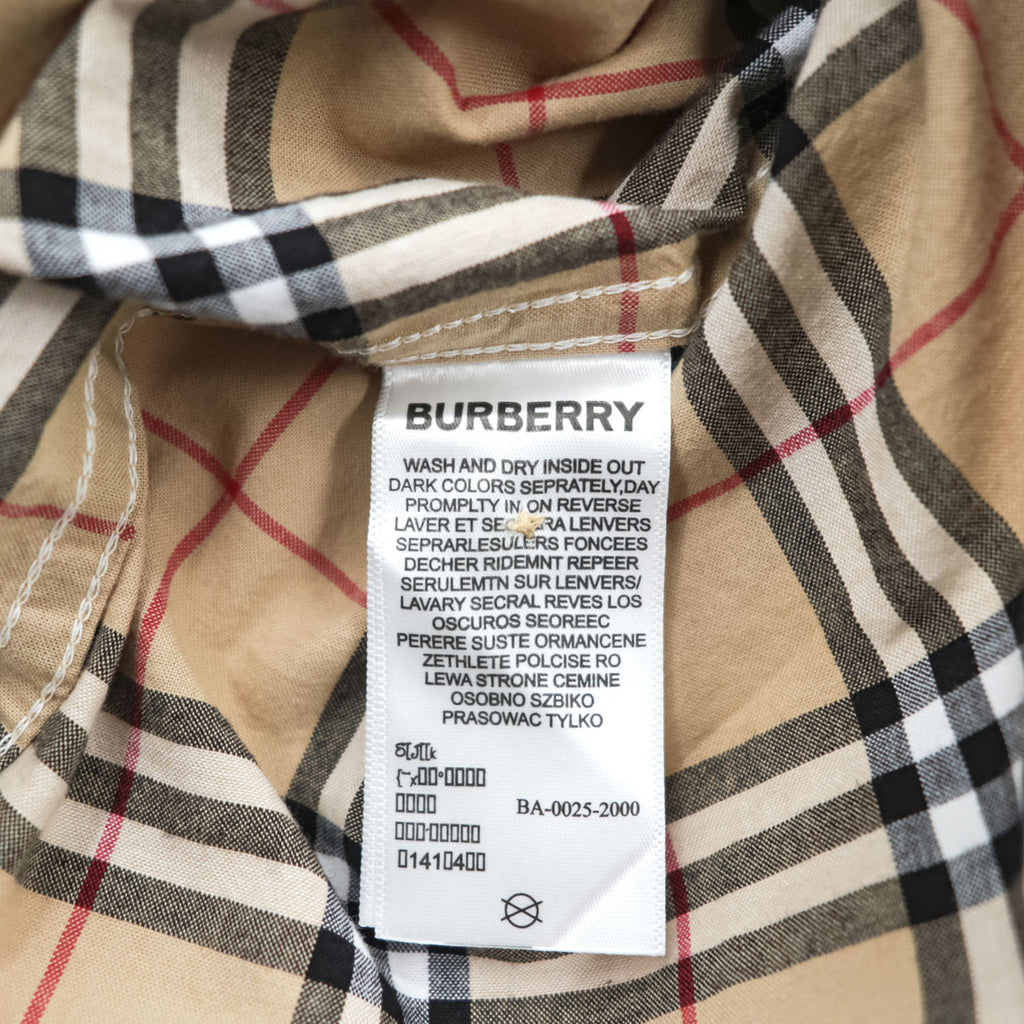 BURBERRY イタリア製 現行タグ 長袖 ボタンダウンシャツ M ベージュ ノバチェック BA-0025-2000 未使用品