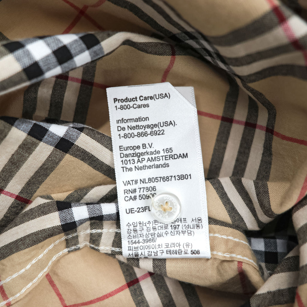 BURBERRY イタリア製 現行タグ 長袖 ボタンダウンシャツ M ベージュ ノバチェック BA-0025-2000 未使用品