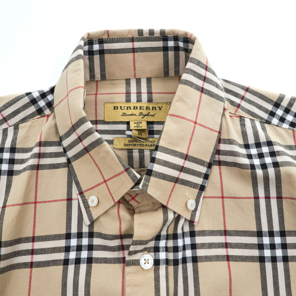 BURBERRY イタリア製 現行タグ 長袖 ボタンダウンシャツ M ベージュ ノバチェック BA-0025-2000 未使用品