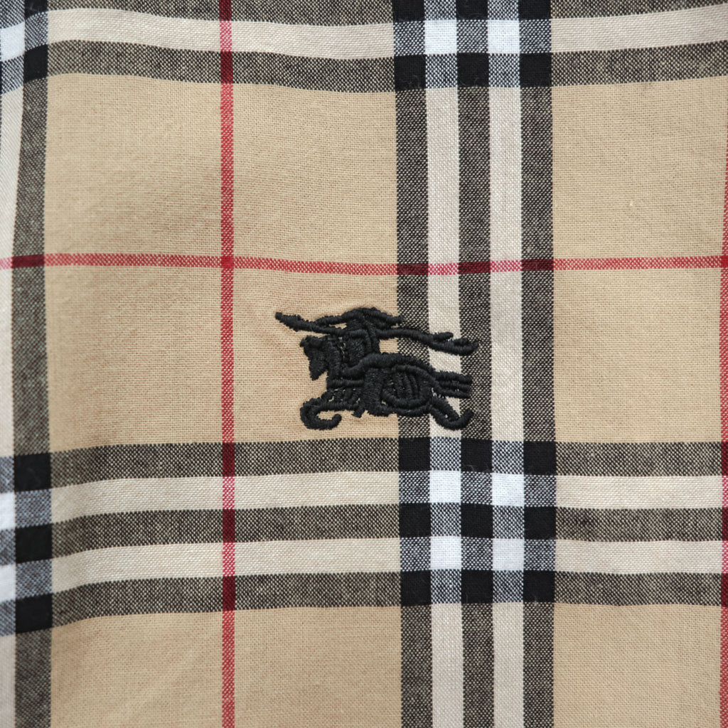 BURBERRY イタリア製 現行タグ 長袖 ボタンダウンシャツ M ベージュ ノバチェック BA-0025-2000 未使用品