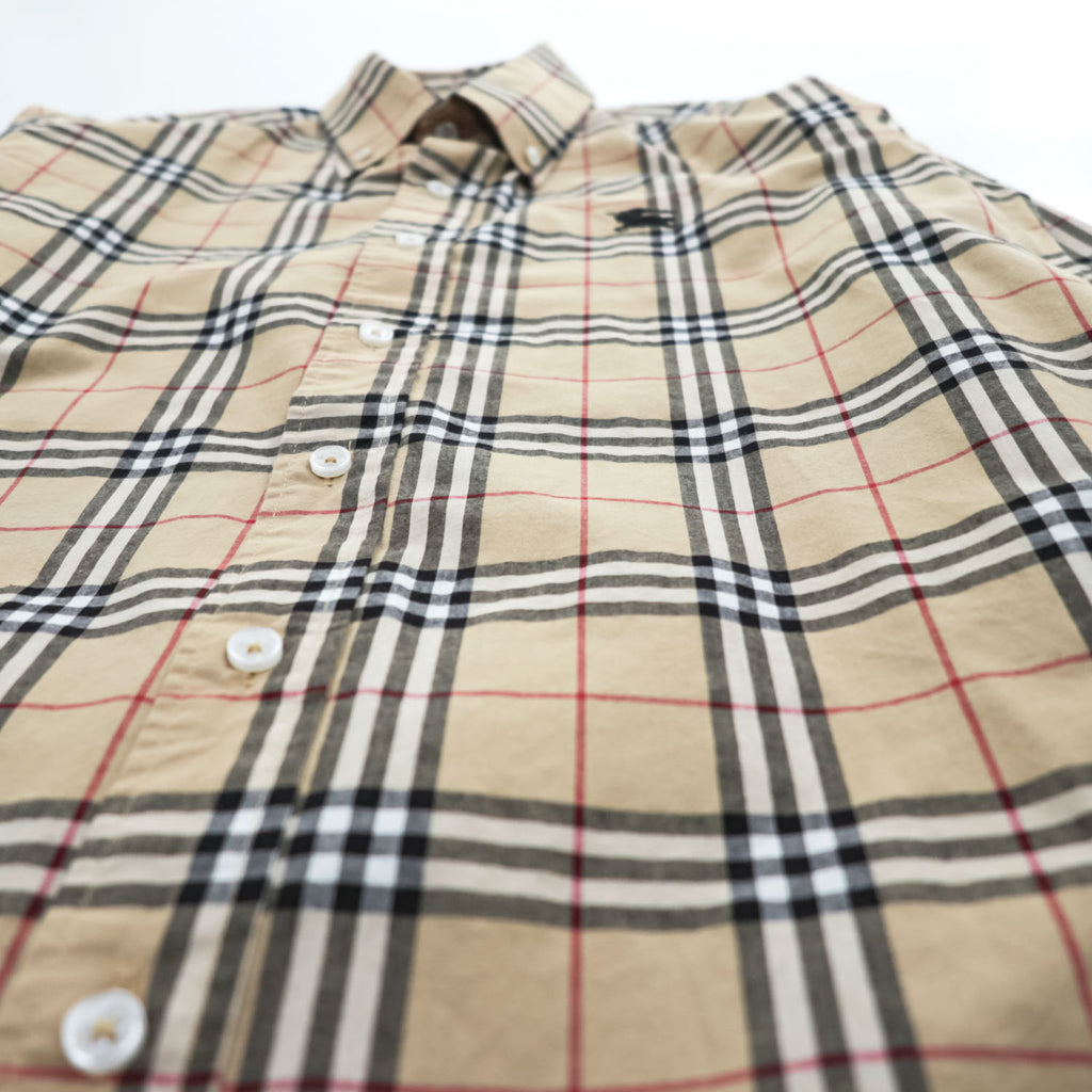 BURBERRY イタリア製 現行タグ 長袖 ボタンダウンシャツ M ベージュ ノバチェック BA-0025-2000 未使用品