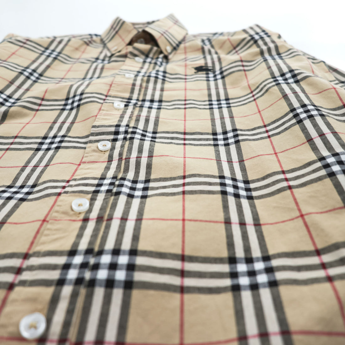 BURBERRY イタリア製 現行タグ 長袖 ボタンダウンシャツ M ベージュ ノバチェック BA-0025-2000 未使用品