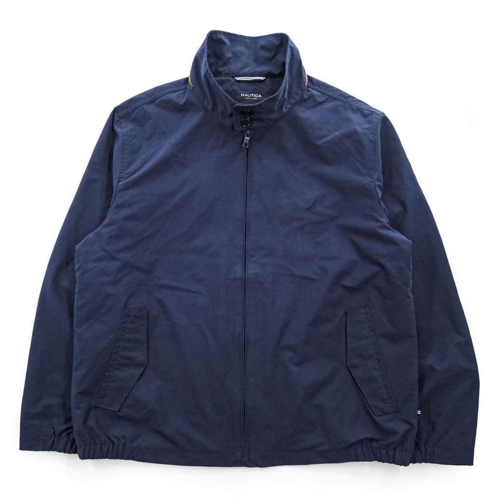 NAUTICA Swing Top Harrington Jacket, Size L, Navy, with a single logo accent.