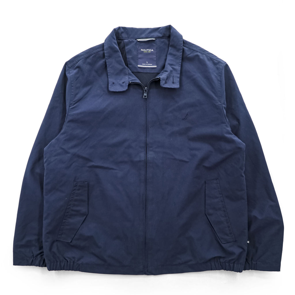NAUTICA Swing Top Harrington Jacket, Size L, Navy, with a single logo accent.