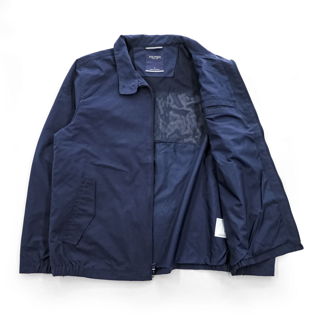 NAUTICA Swing Top Harrington Jacket, Size L, Navy, with a single logo accent.