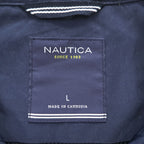 NAUTICA Swing Top Harrington Jacket, Size L, Navy, with a single logo accent.