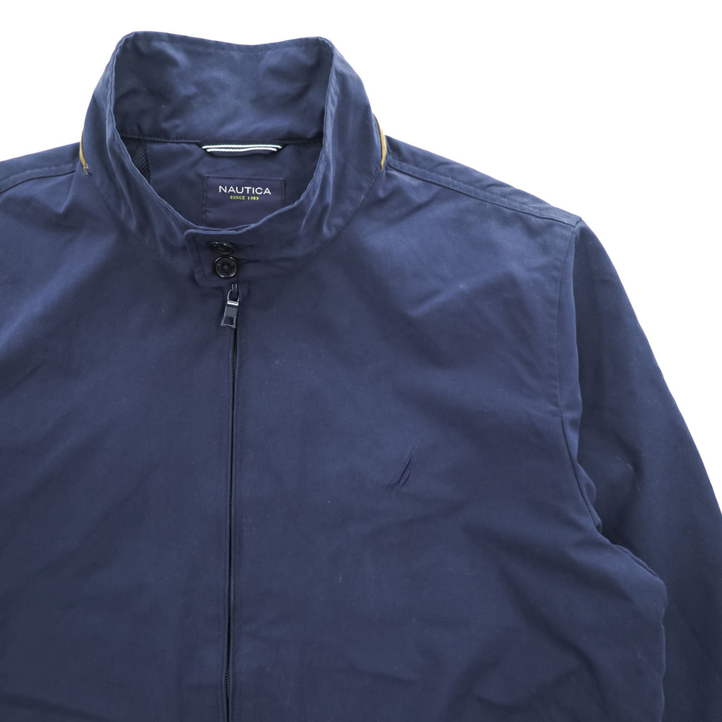 NAUTICA Swing Top Harrington Jacket, Size L, Navy, with a single logo accent.