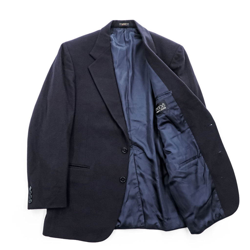 90年代 USA製 ヴィンテージ 100%カシミヤ テーラードジャケット ブレザー L ネイビー  2B macy's men's store CLUB ROOM
