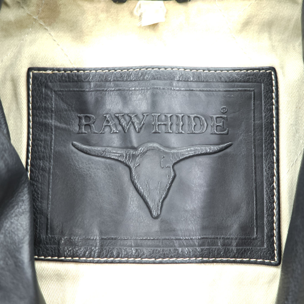 RAWHIDE ジップアップ レザージャケット ウエスタン ライダース ブルゾン XL ブラック ステッチ
