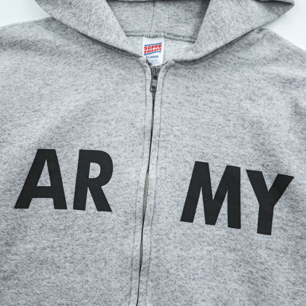 US ARMY 米軍 ミリタリー 90年代 USA製 ヴィンテージ ジップパーカー XL グレー フロントポケット SOFFE SWEATS