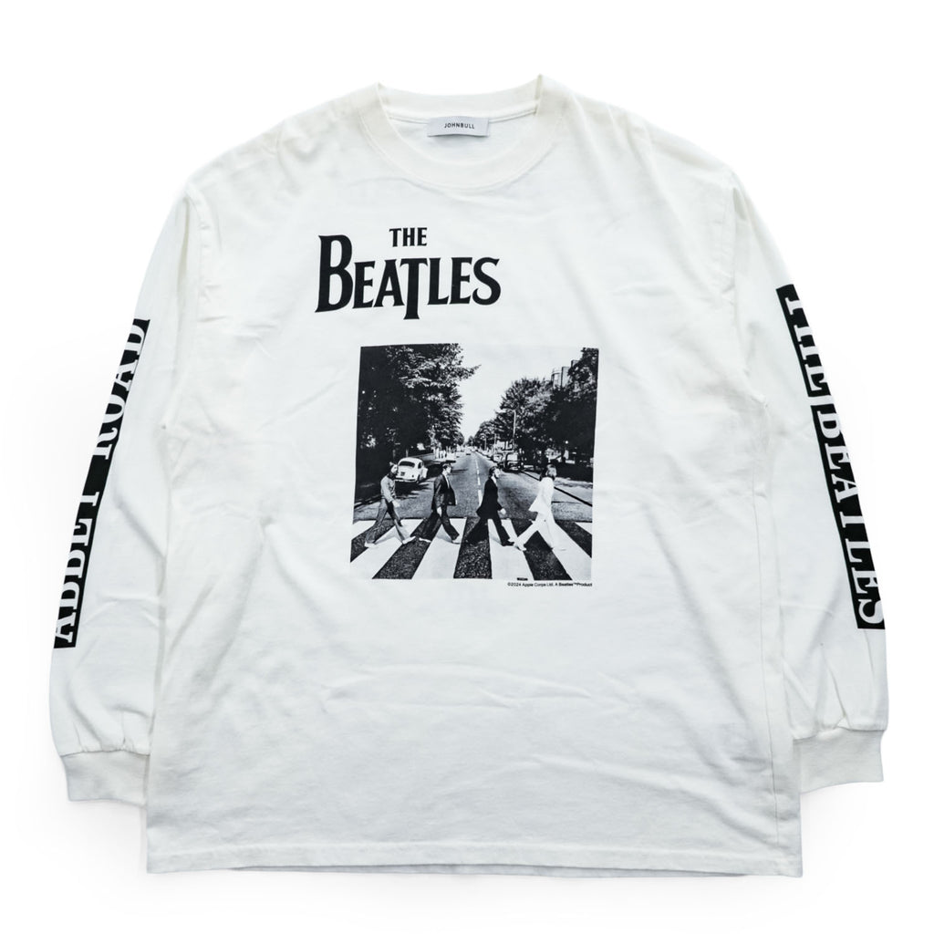 Johnbull 長袖 ロングスリーブ Tシャツ THE BEATLES ビートルズ ABBEY ROAD 両面プリント ロンT ホワイト JT251C01 244-0407