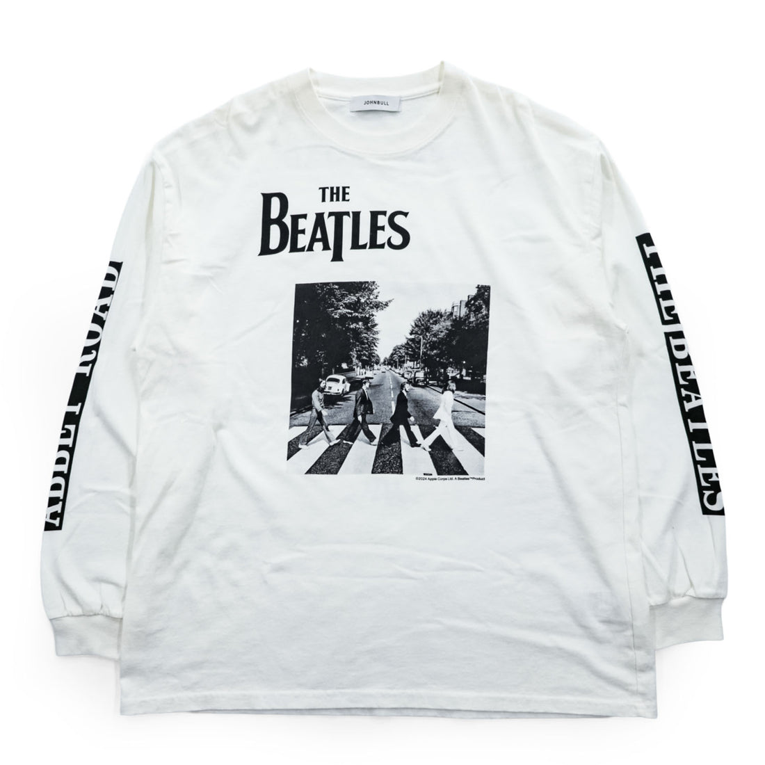 Johnbull 長袖 ロングスリーブ Tシャツ THE BEATLES ビートルズ ABBEY ROAD 両面プリント ロンT ホワイト JT251C01 244-0407