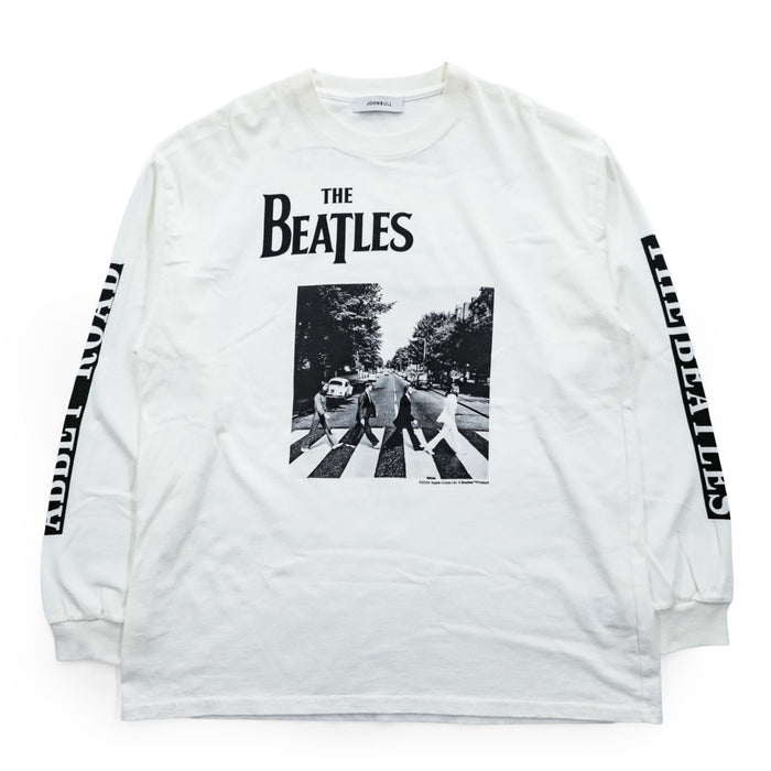 Johnbull 長袖 ロングスリーブ Tシャツ THE BEATLES ビートルズ ABBEY ROAD 両面プリント ロンT ホワイト JT251C01 244-0407
