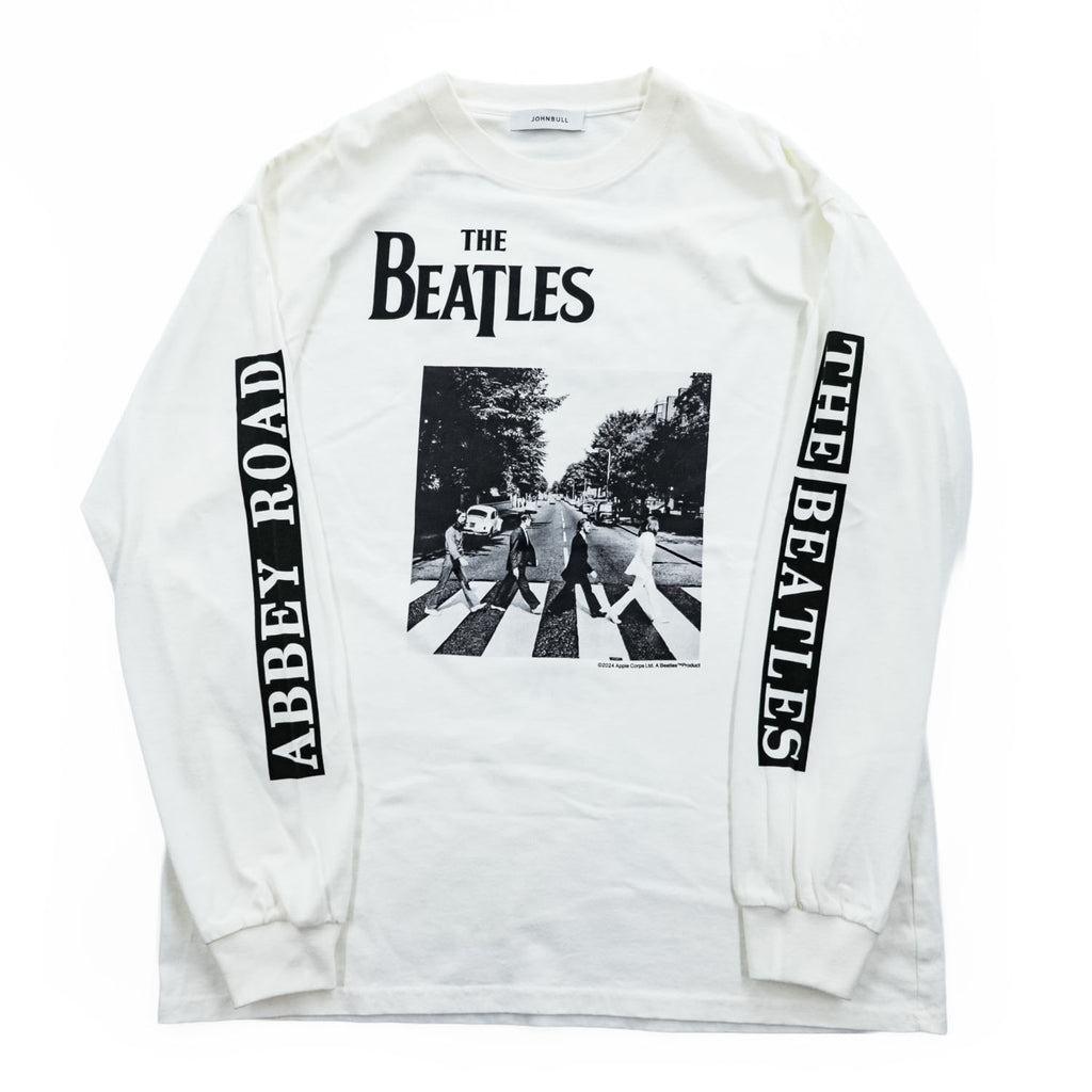 Johnbull 長袖 ロングスリーブ Tシャツ THE BEATLES ビートルズ ABBEY ROAD 両面プリント ロンT ホワイト JT251C01 244-0407