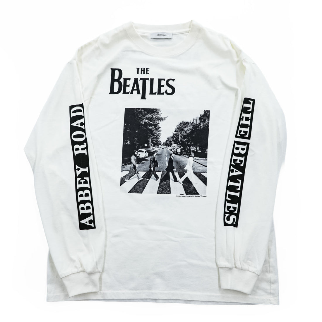 Johnbull 長袖 ロングスリーブ Tシャツ THE BEATLES ビートルズ ABBEY ROAD 両面プリント ロンT ホワイト JT251C01 244-0407