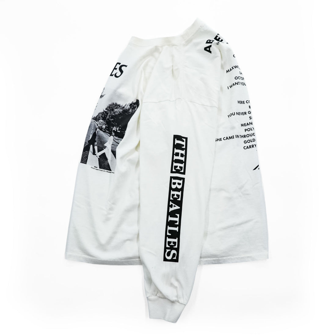 Johnbull 長袖 ロングスリーブ Tシャツ THE BEATLES ビートルズ ABBEY ROAD 両面プリント ロンT ホワイト JT251C01 244-0407