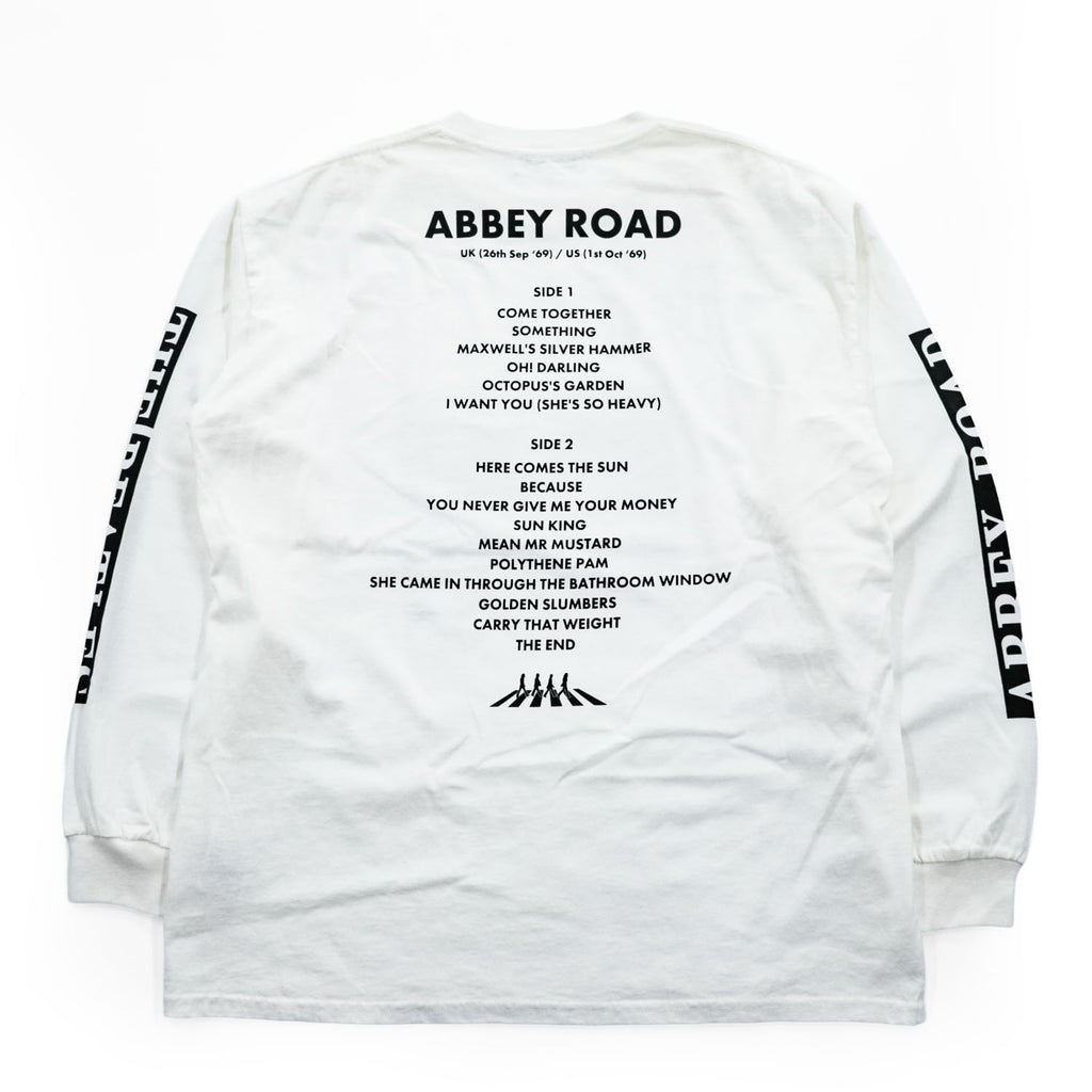 Johnbull 長袖 ロングスリーブ Tシャツ THE BEATLES ビートルズ ABBEY ROAD 両面プリント ロンT ホワイト JT251C01 244-0407
