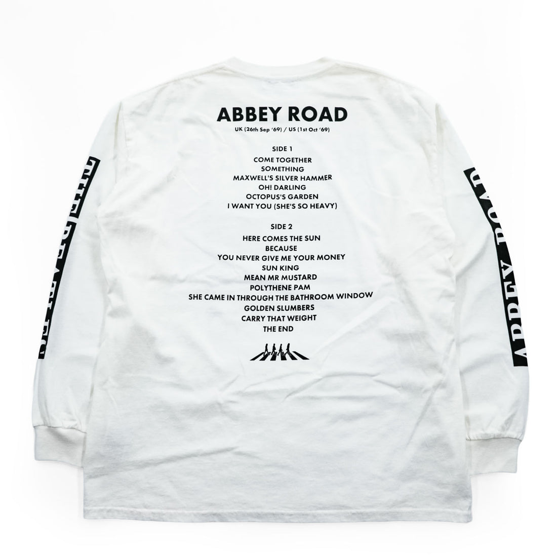 Johnbull 長袖 ロングスリーブ Tシャツ THE BEATLES ビートルズ ABBEY ROAD 両面プリント ロンT ホワイト JT251C01 244-0407
