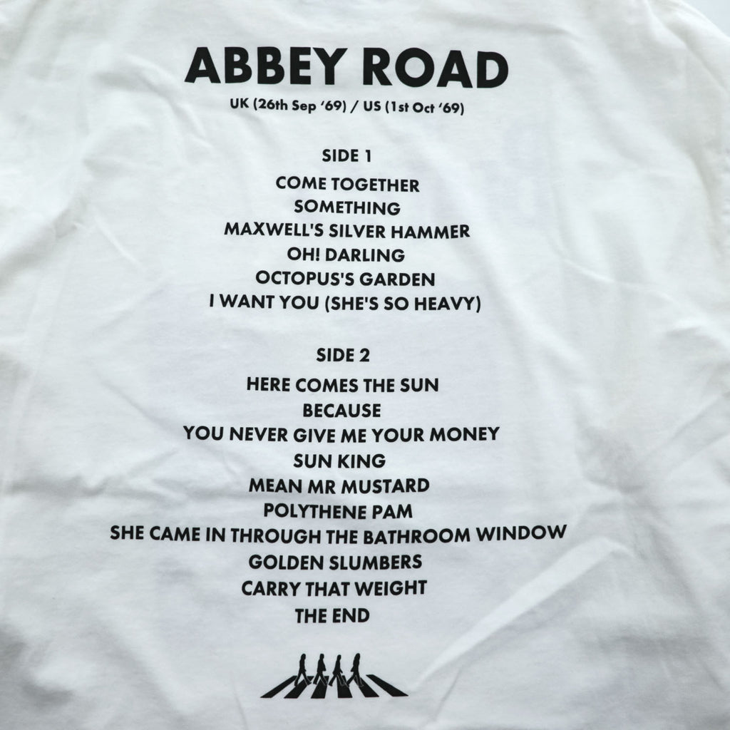 Johnbull 長袖 ロングスリーブ Tシャツ THE BEATLES ビートルズ ABBEY ROAD 両面プリント ロンT ホワイト JT251C01 244-0407