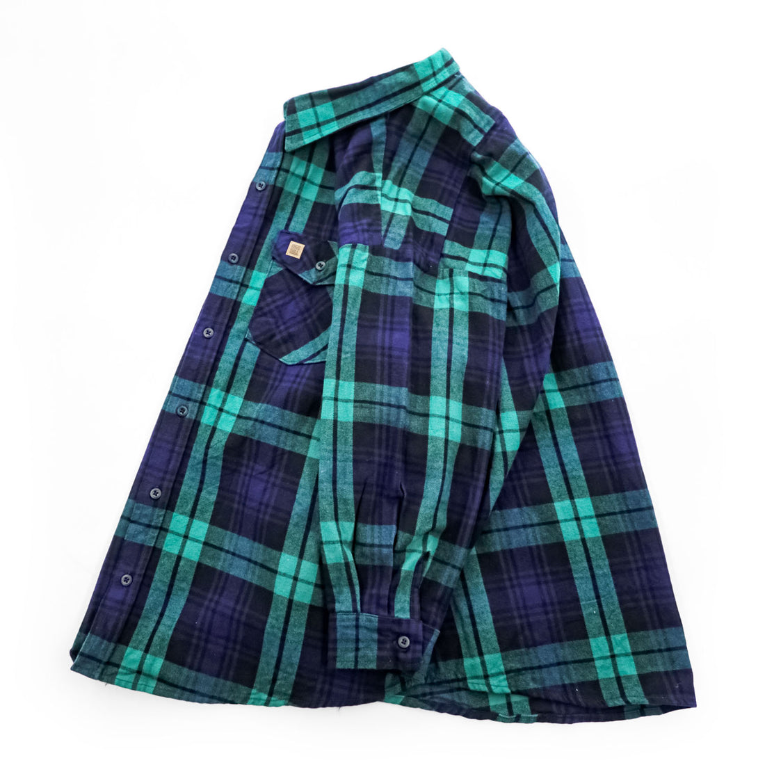 BIG BILL 米国製 USA製 長袖 ヘビーフランネルシャツ XL グリーン ネイビー チェック ダブル フラップ 胸ポケット 121 CUT 11905