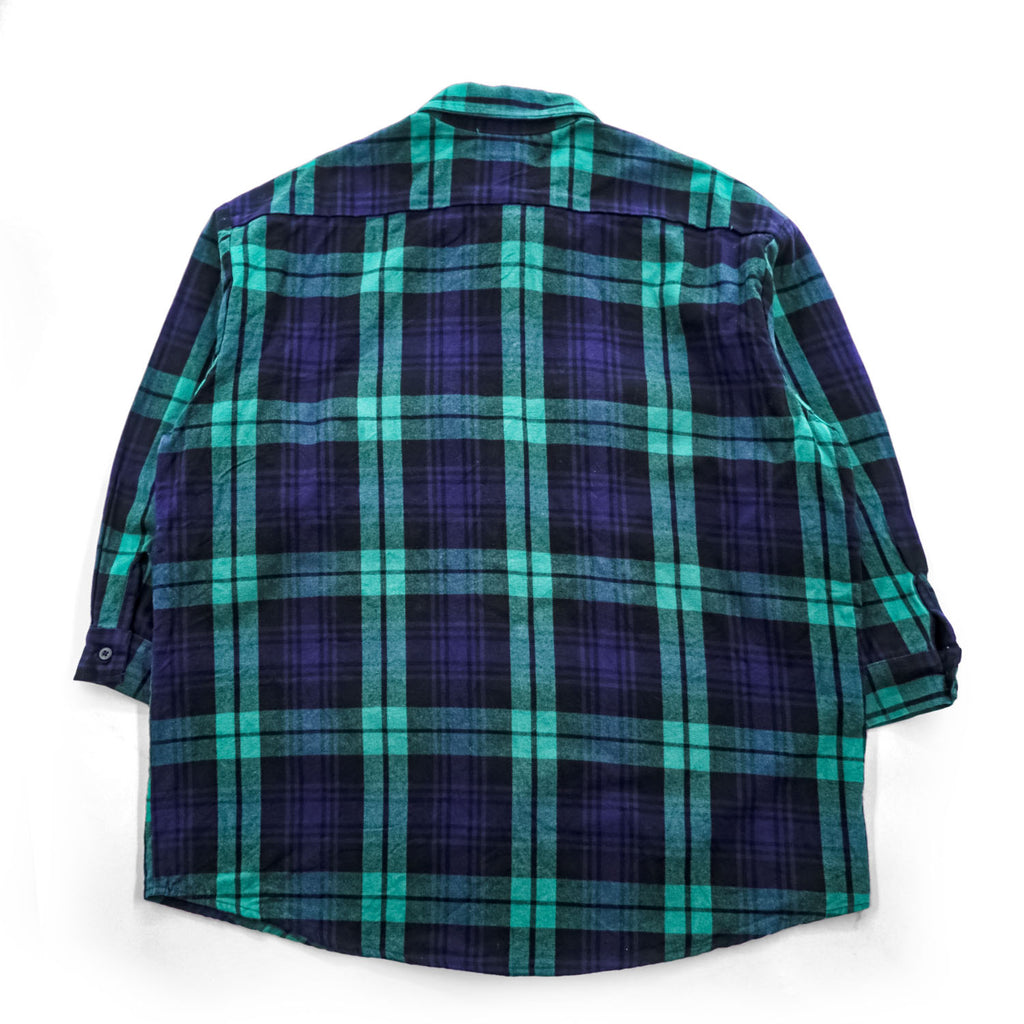 BIG BILL 米国製 USA製 長袖 ヘビーフランネルシャツ XL グリーン ネイビー チェック ダブル フラップ 胸ポケット 121 CUT 11905