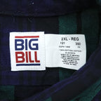 BIG BILL 米国製 USA製 長袖 ヘビーフランネルシャツ XL グリーン ネイビー チェック ダブル フラップ 胸ポケット 121 CUT 11905