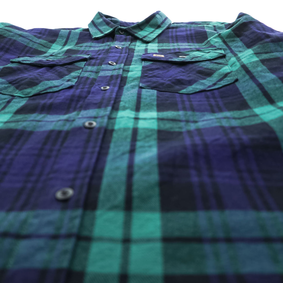 BIG BILL 米国製 USA製 長袖 ヘビーフランネルシャツ XL グリーン ネイビー チェック ダブル フラップ 胸ポケット 121 CUT 11905