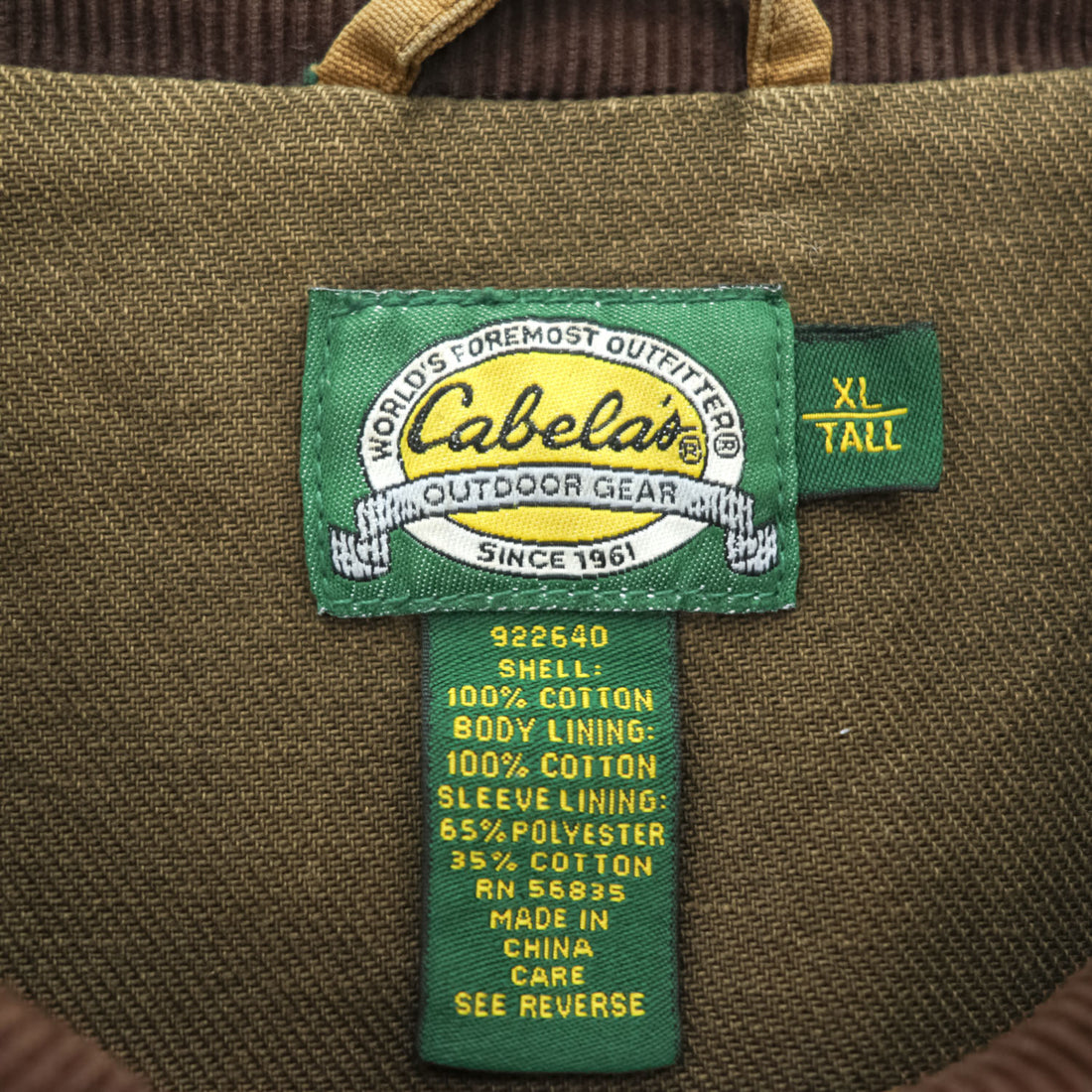 Cabela's 90年代 ヴィンテージ ダック地 ハンティングジャケット XL ブラウン キャンバス チョアコート 襟コーデュロイ