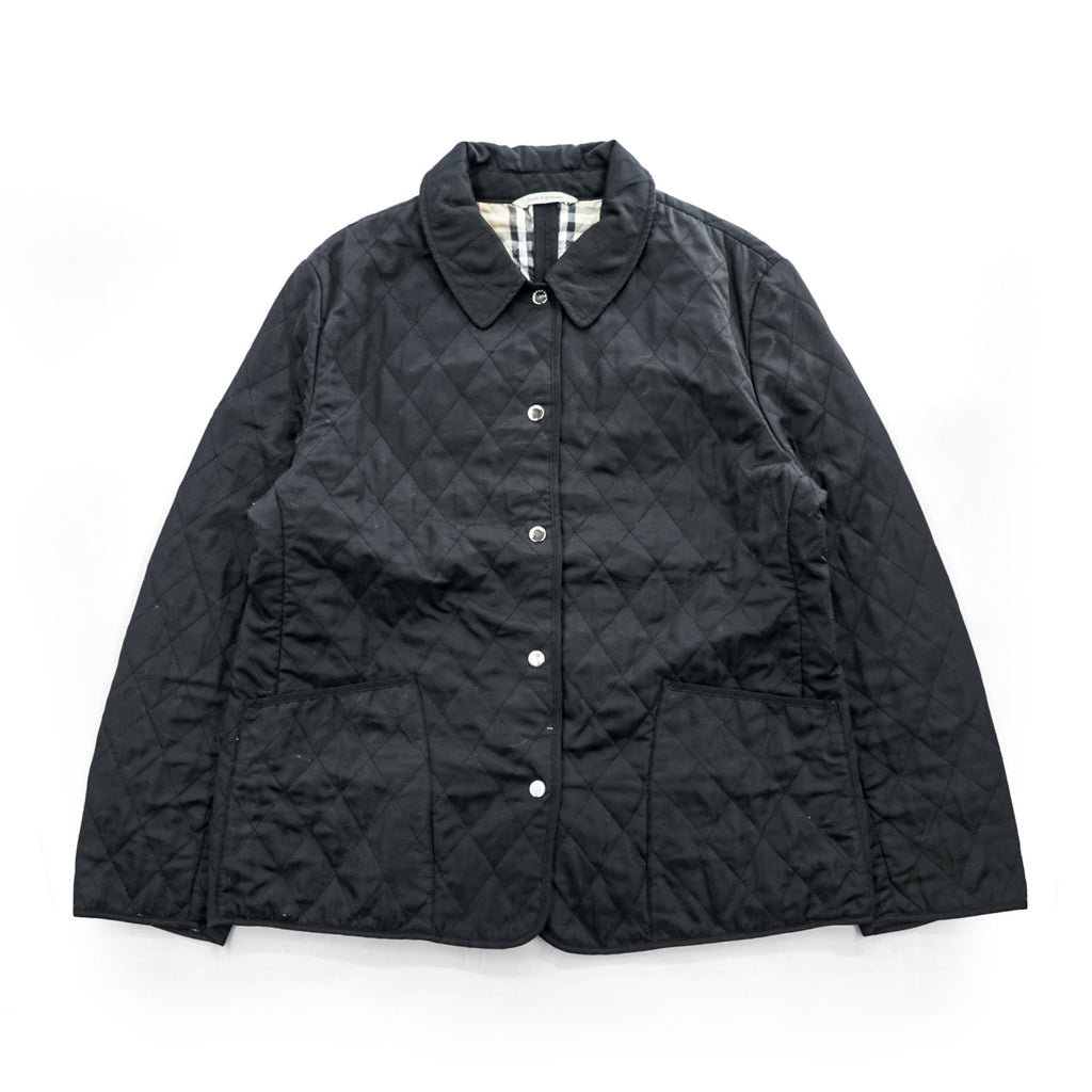 BURBERRY LONDON 英国製 キルティングジャケット XL ブラック イングランド製 裏地ノバチェック スナップボタン GBBURLDROT