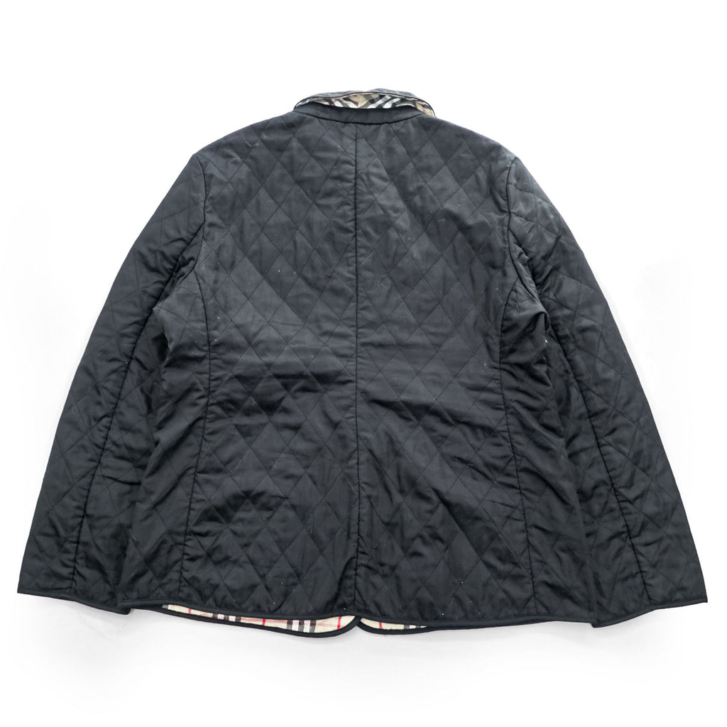 BURBERRY LONDON 英国製 キルティングジャケット XL ブラック イングランド製 裏地ノバチェック スナップボタン GBBURLDROT