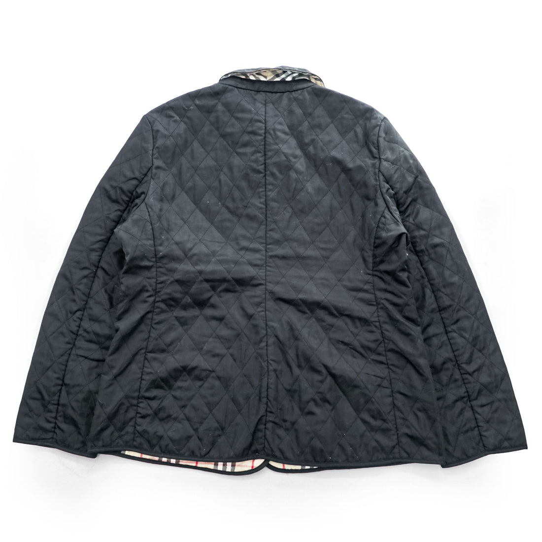 BURBERRY LONDON 英国製 キルティングジャケット XL ブラック イングランド製 裏地ノバチェック スナップボタン GBBURLDROT