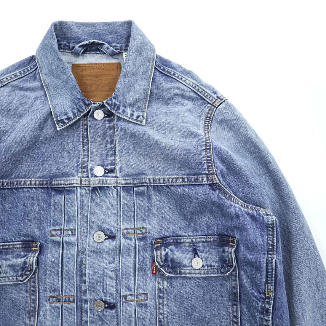 Levi's PREMIUM ビッグＥ 2ndタイプ デニムジャケット Gジャン S タック プリーツ セルヴィッヂ RELAXED PC9-A7632-0014