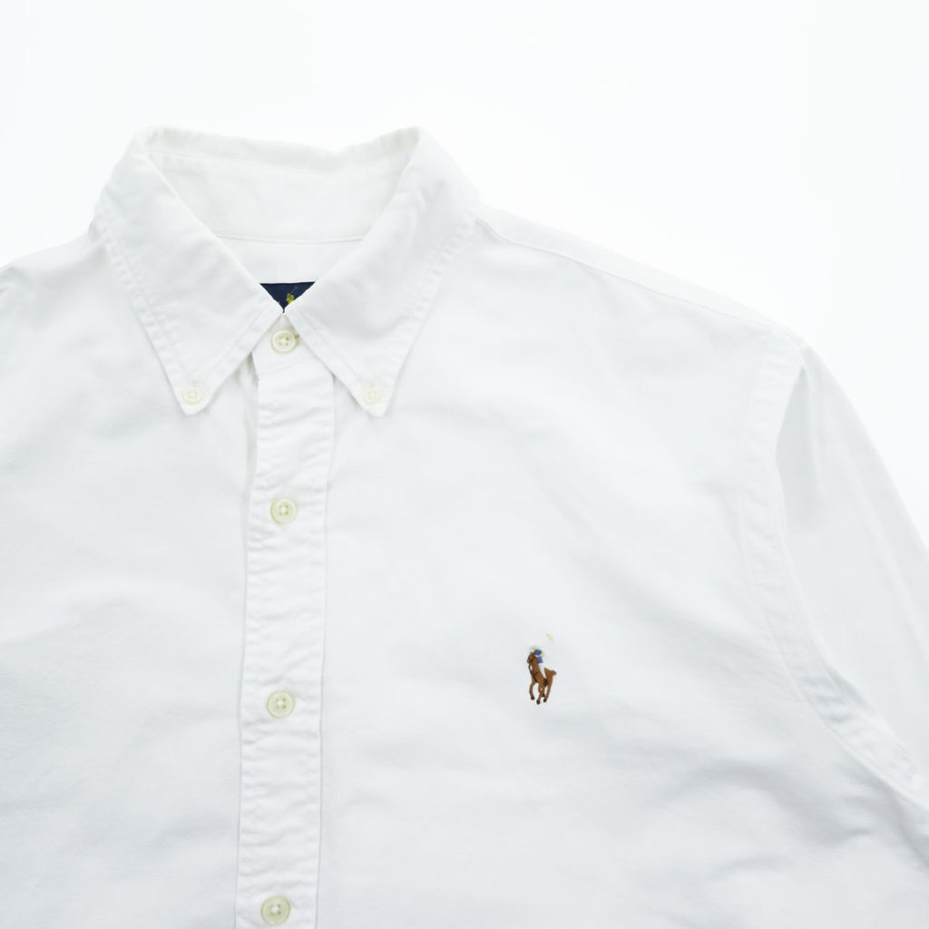 Ralph Lauren 長袖 オックスフォードシャツ L ホワイト スモールポニー ロゴ 刺繍 ボタンダウン